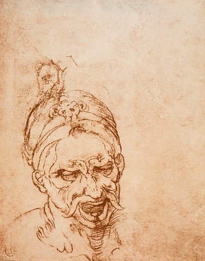 Studie voor een duivels hoofd, tekening door Michelangelo door Michelangelo Buonarroti